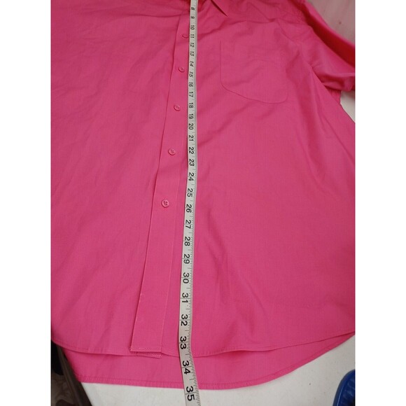 Marquis Mens Shirt Sz 18 1/2 / 2XL Pink Fuchsia Knit Long Sleeve Button Down - Picture 6 of 11
